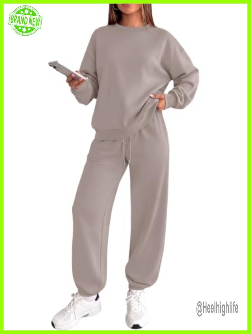2 Piece Sweatsuit Set Oversized Crewneck Sweatshirt Jogger Pants Lounge Set